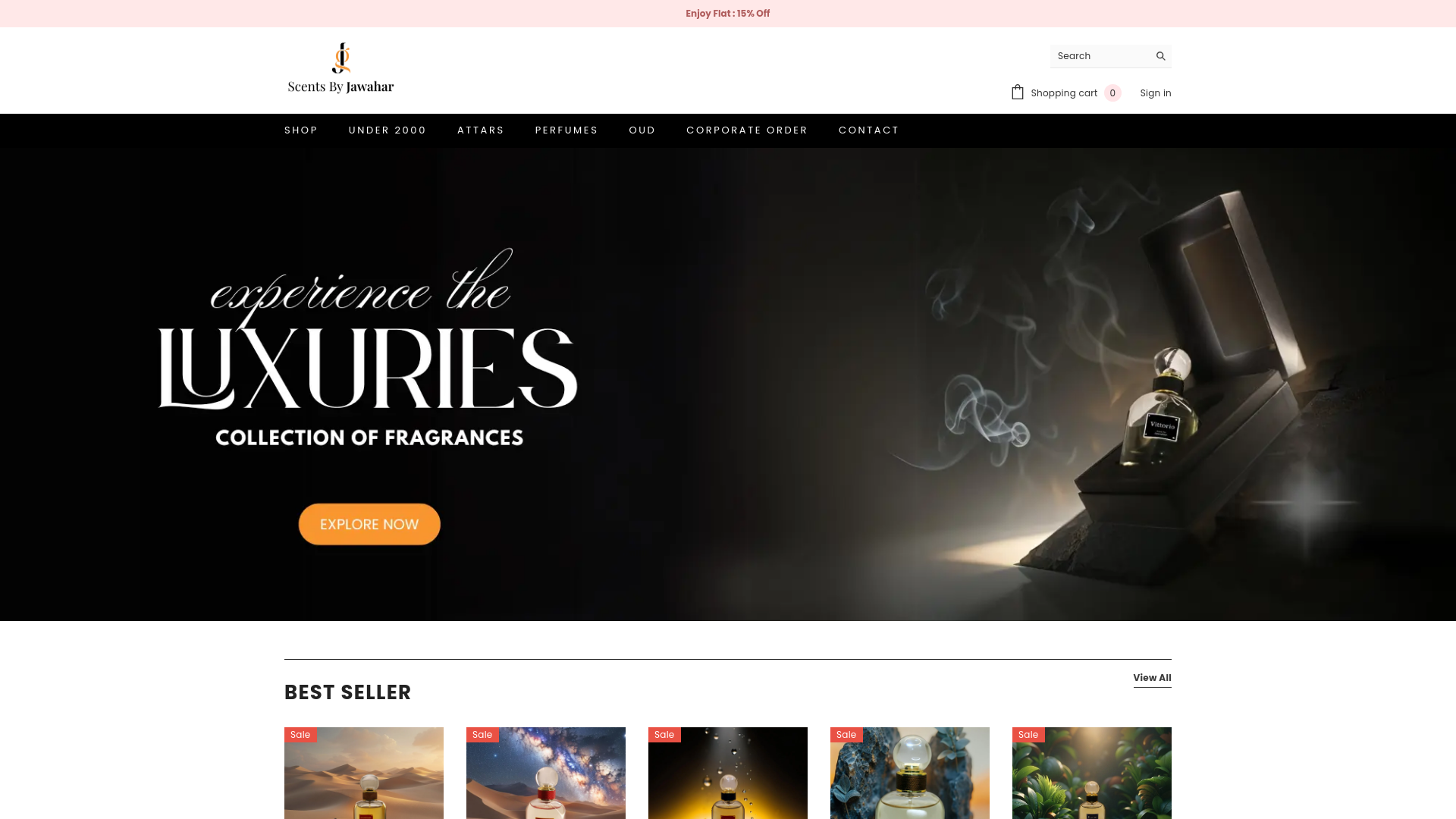 Scents by Jawahar - Professional Web Development Project by Analog Systems - E-commerce, Shopify, JavaScript, CSS3, Payment Gateway