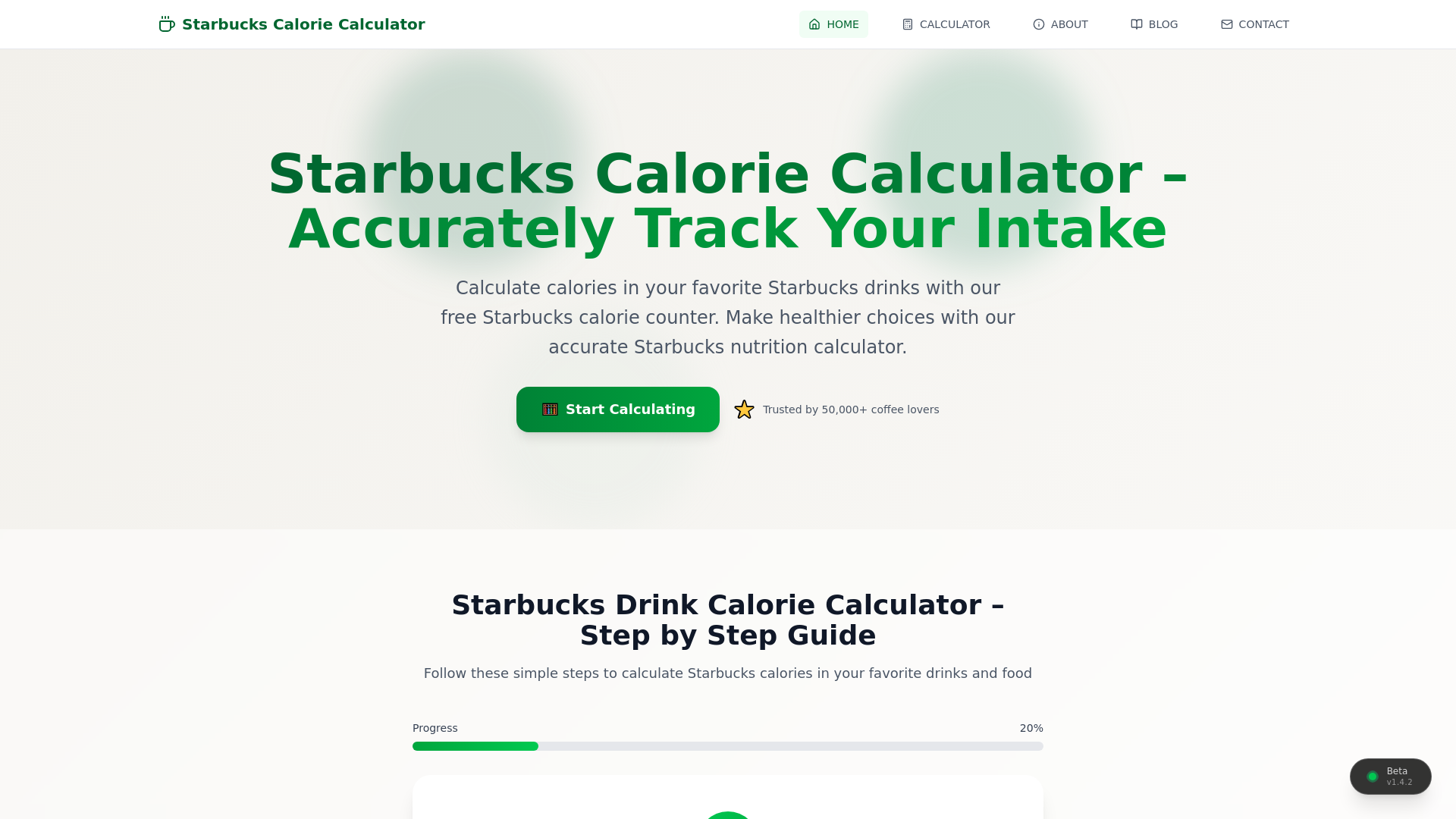 Starbucks Calorie Calculator - Professional Web Development Project by Analog Systems - Health, React, JavaScript, API, CSS3